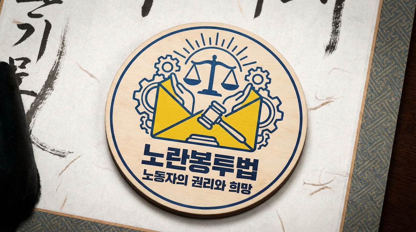 노란봉투법 시행으로 보호받는 노동자의 권리와 희망을 상징하는 법률 아이콘 이미지