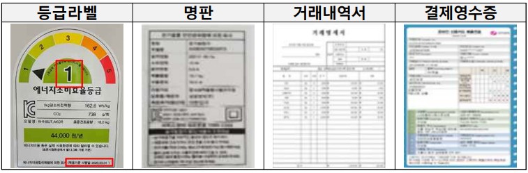 제출 서류별 사진 예시