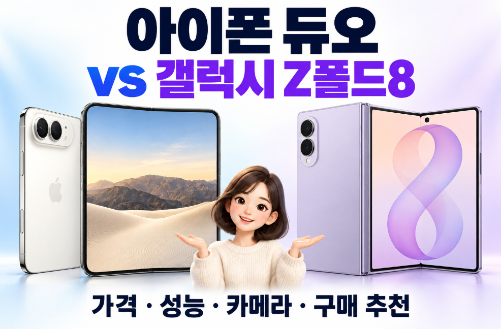 아이폰 듀오 vs 갤럭시 Z폴드8 총정리|가격·화면·무게·카메라·배터리·AI·장단점 비교