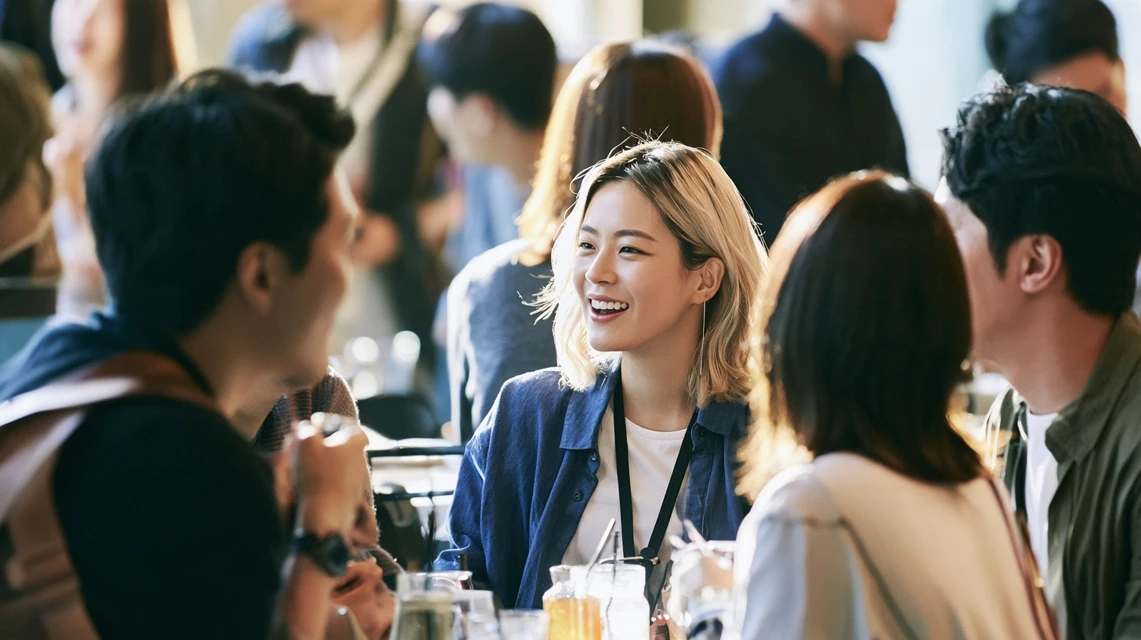 첫 모임에서 대화를 시작하는 30대