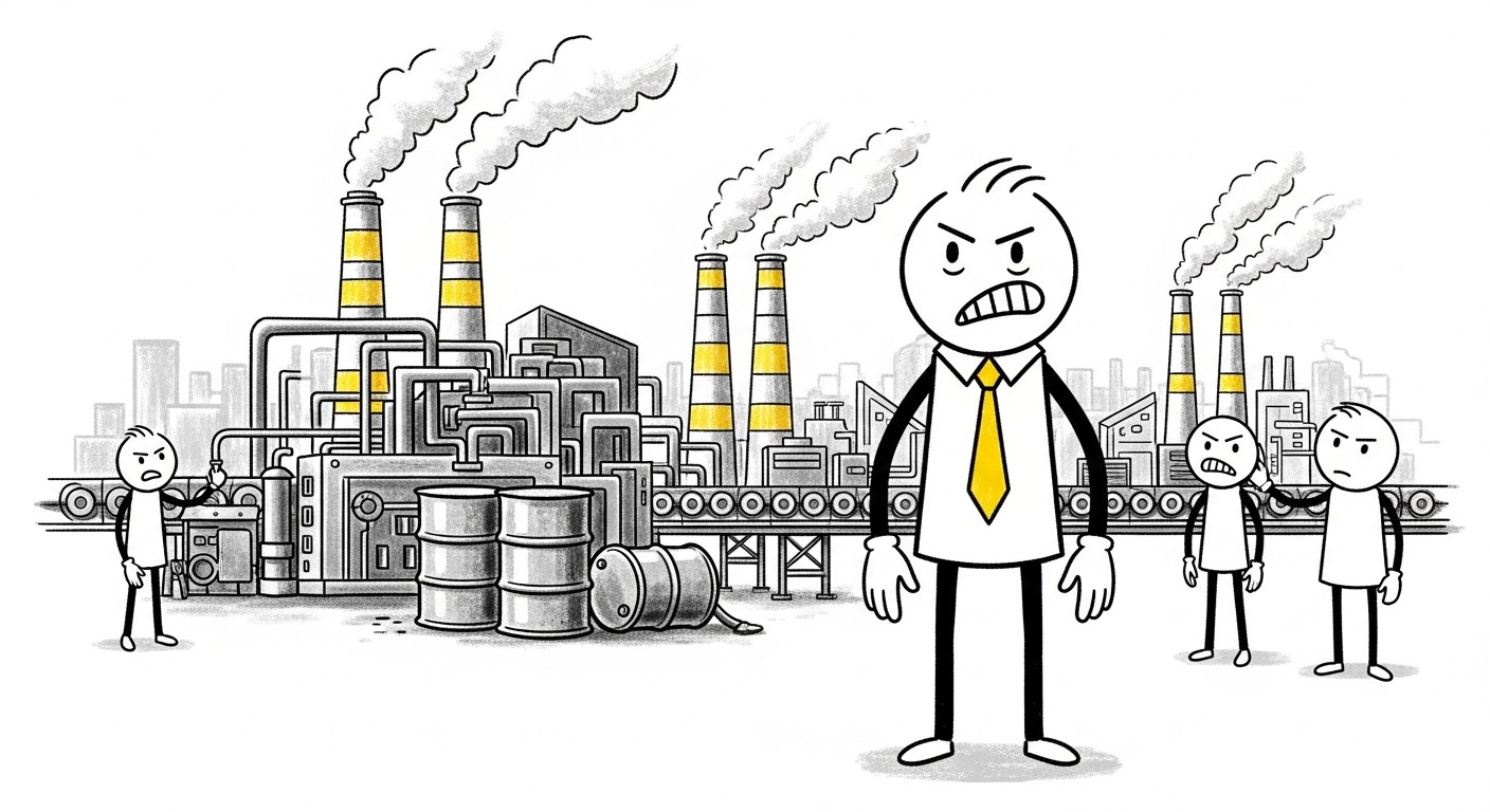 공장 생산 라인과 원유통