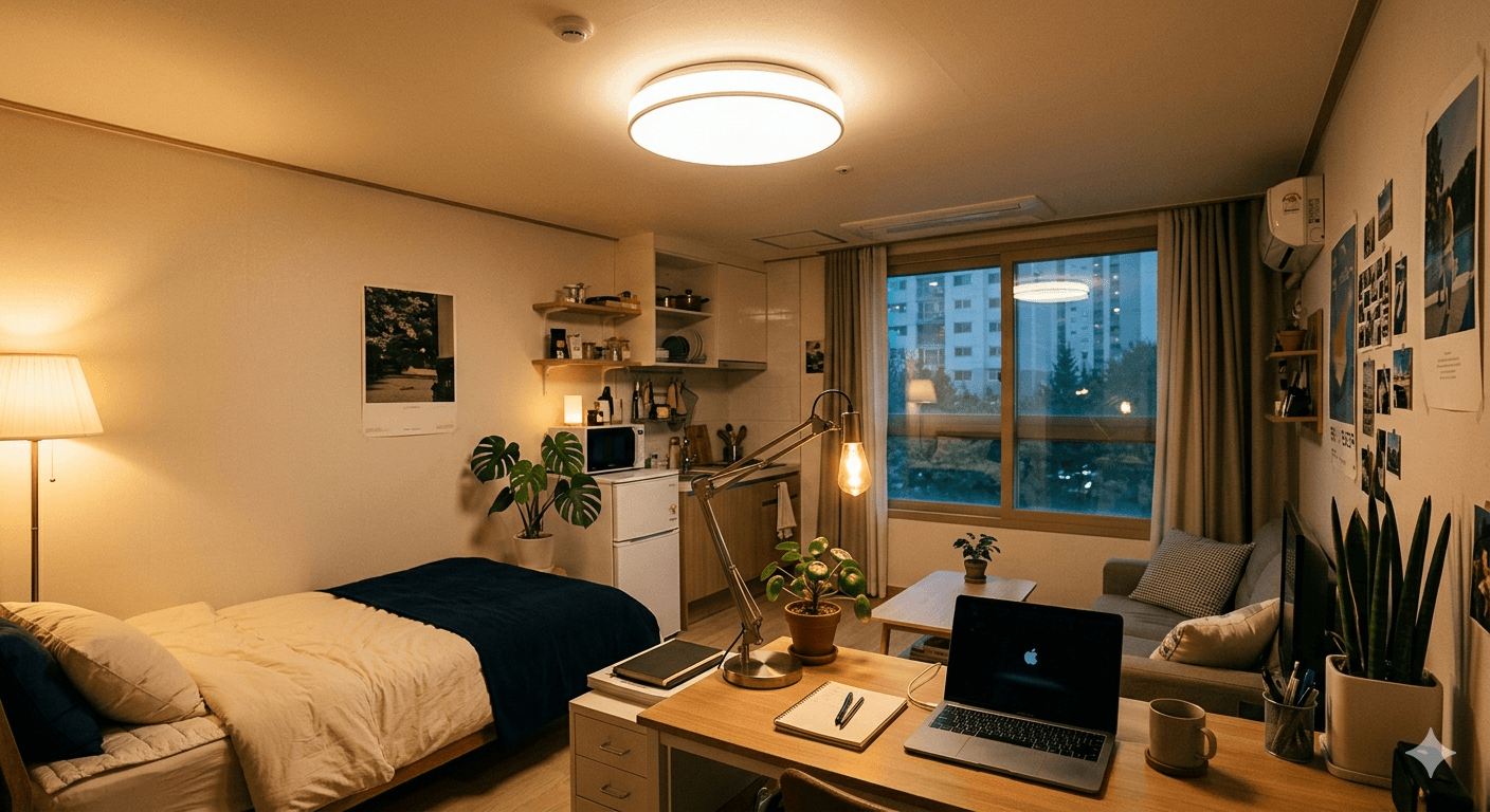 천정조명과 무드등의 사진