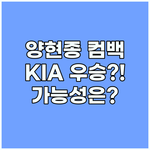 돌아온 에이스 양현종! KIA 우승 
