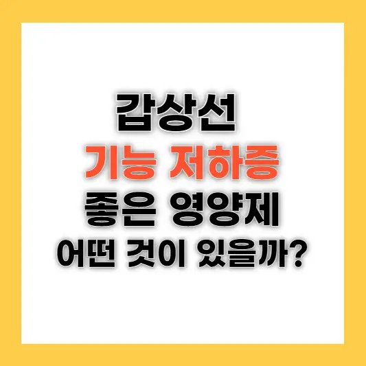 갑상선 기능 저하증에 좋은 영양제 어떤 것이 있을까?