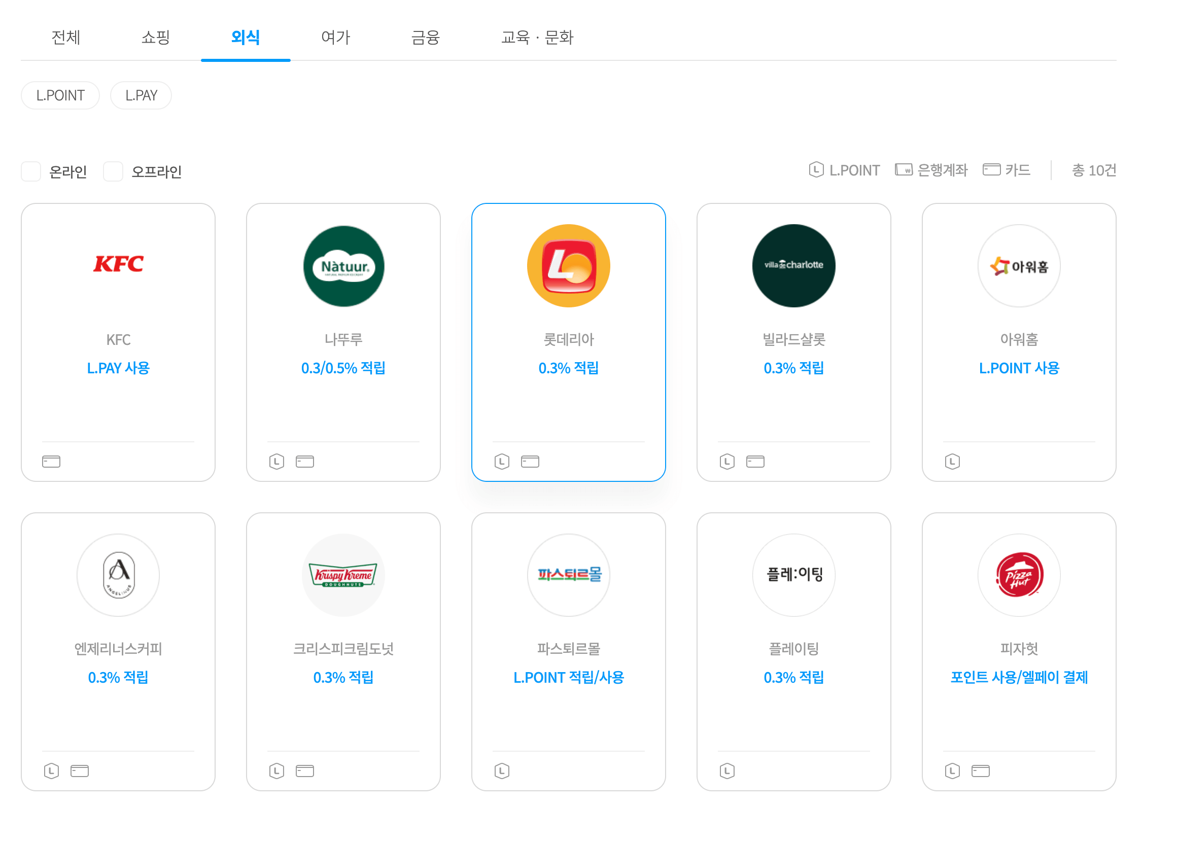 L포인트 외식 적립 사용처