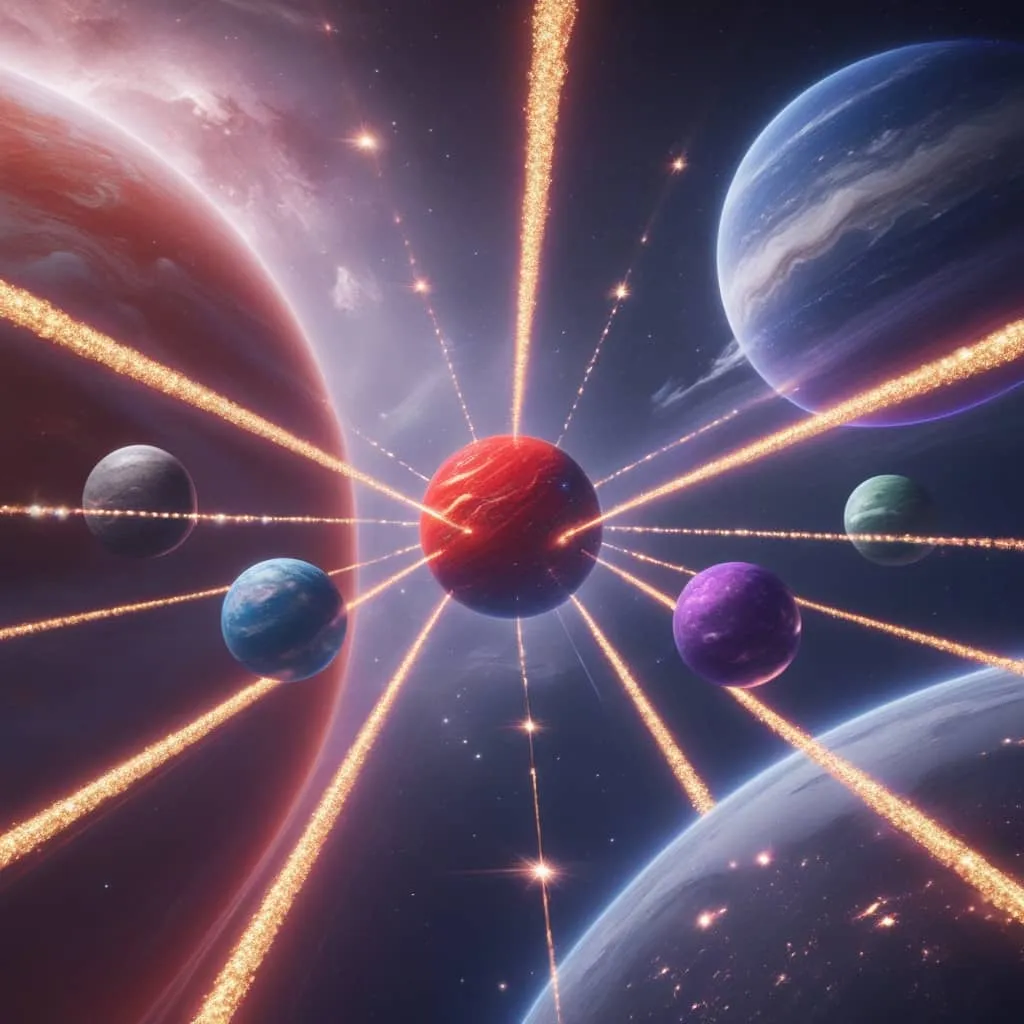 옵티미즘 네트워크를 우주 배경으로 표현한 이미지