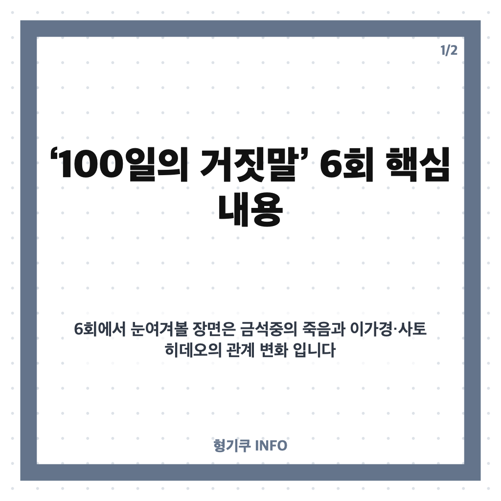 박진영 100일의 거짓말, 6회 시청률 9.5%와 새 인물 등장 정리 카드뉴스 1
