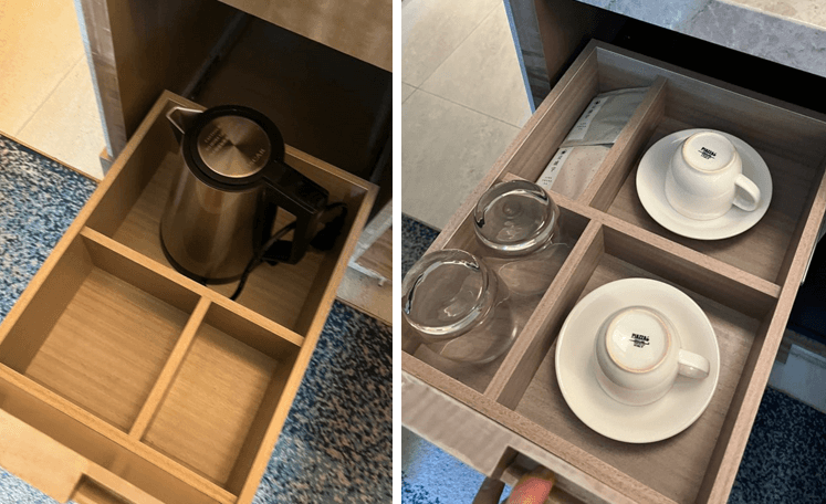 커피포트기-티백-컵4개