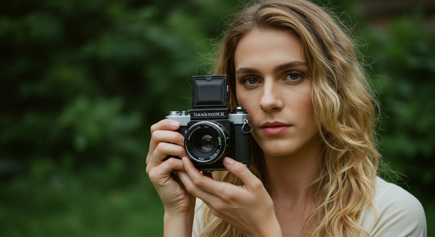 필름카메라로 사진찍는 여성