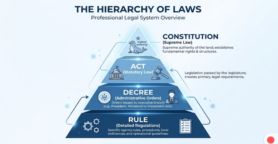 피라미드 구조로 된 법의 단계도