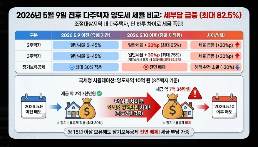 다주택 양도세 중과 폐지 [매도 시점 전략] 2026년 바뀐 세율 및 증여 vs 매도 비교