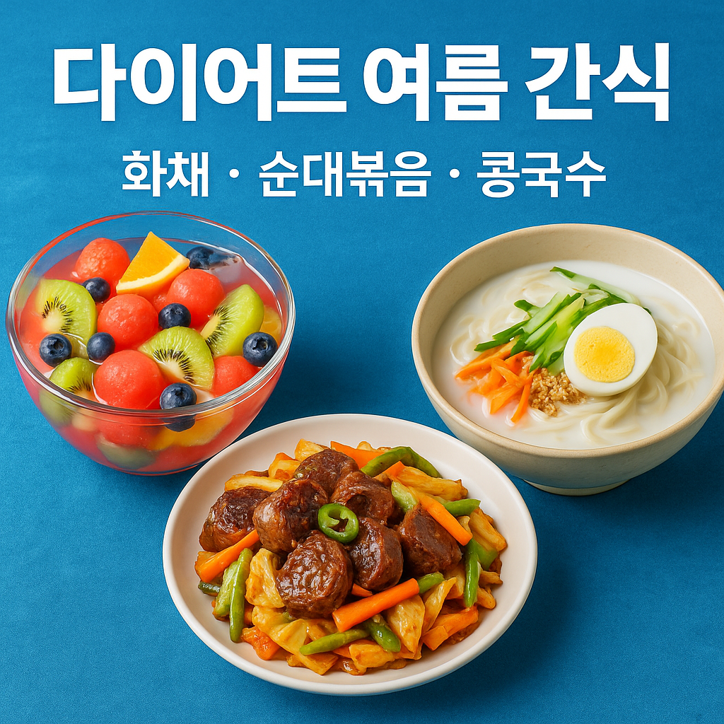 다이어트 여름 간식 3선: 저칼로리 화채, 순대볶음, 콩국수
