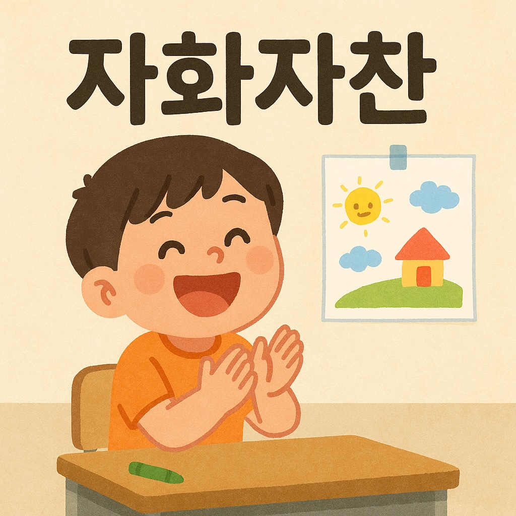 자화자찬 사자성어 이미지