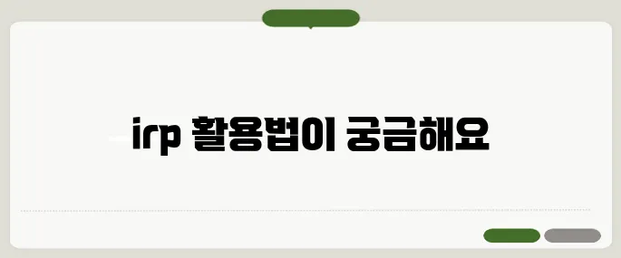 irp 이용법 알아두면 유용해요