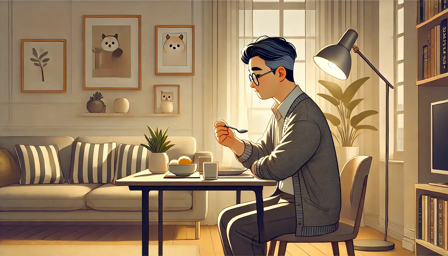 혼밥 365일_혼자 식사하는 모습