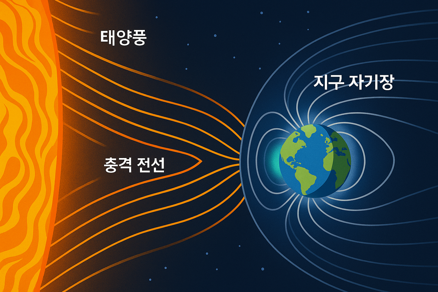 태양풍과 지구 자기장의 대결