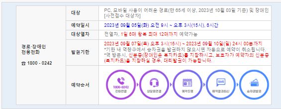 SRT 추석 기차표 예매 방법(경로 장애인 전용 전화 접수)
