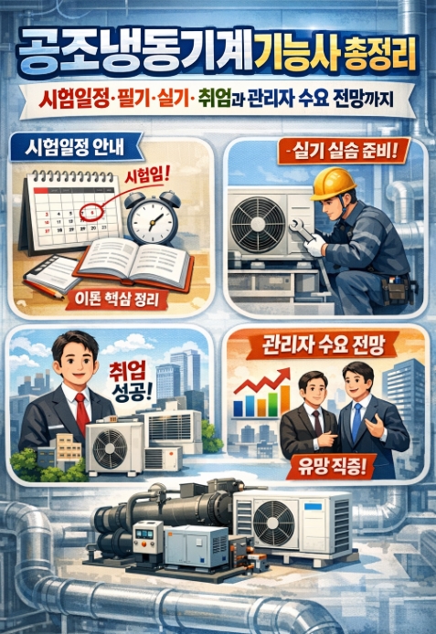 공조냉동기계기능사 총정리, 시험일정&middot;필기&middot;실기&middot;취업과 관리자 수요 전망까지