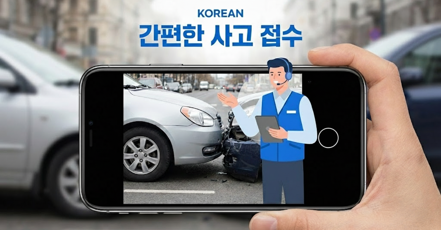 스마트폰 앱을 활용해 사고 현장을 기록하고 접수하는 과정
