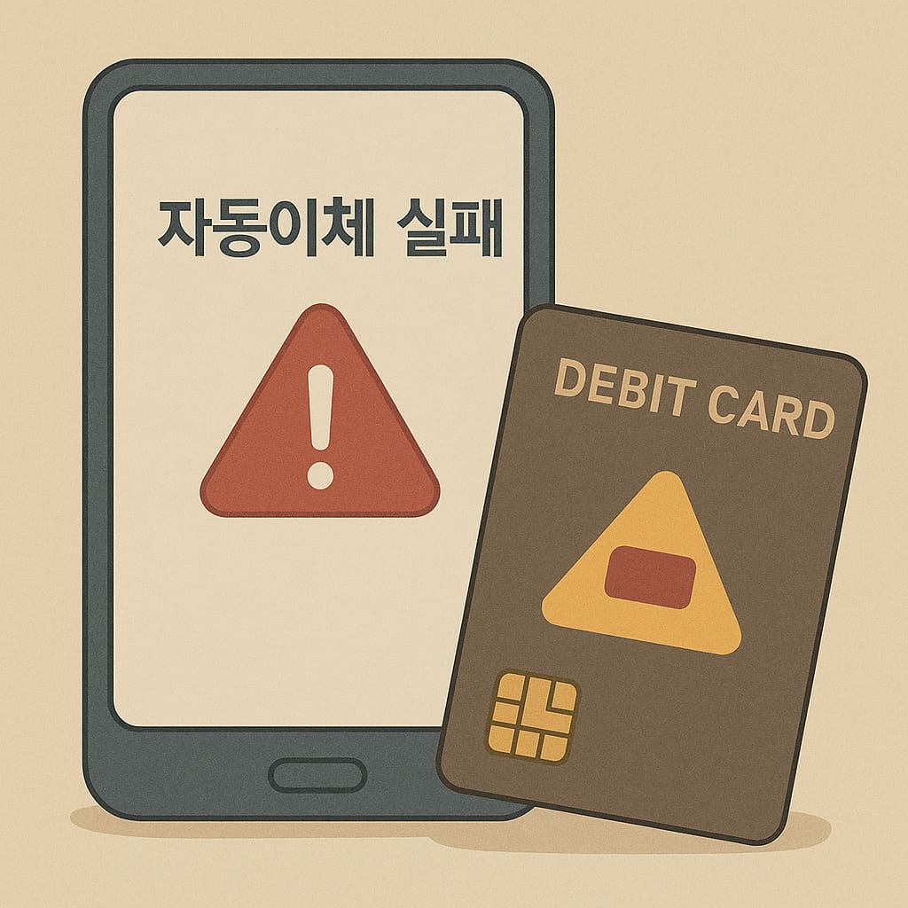 자동이체 실패 메시지가 뜬 스마트폰 화면