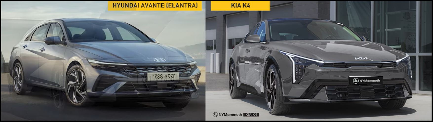 현대차 아반떼와 기아 K4 예상도