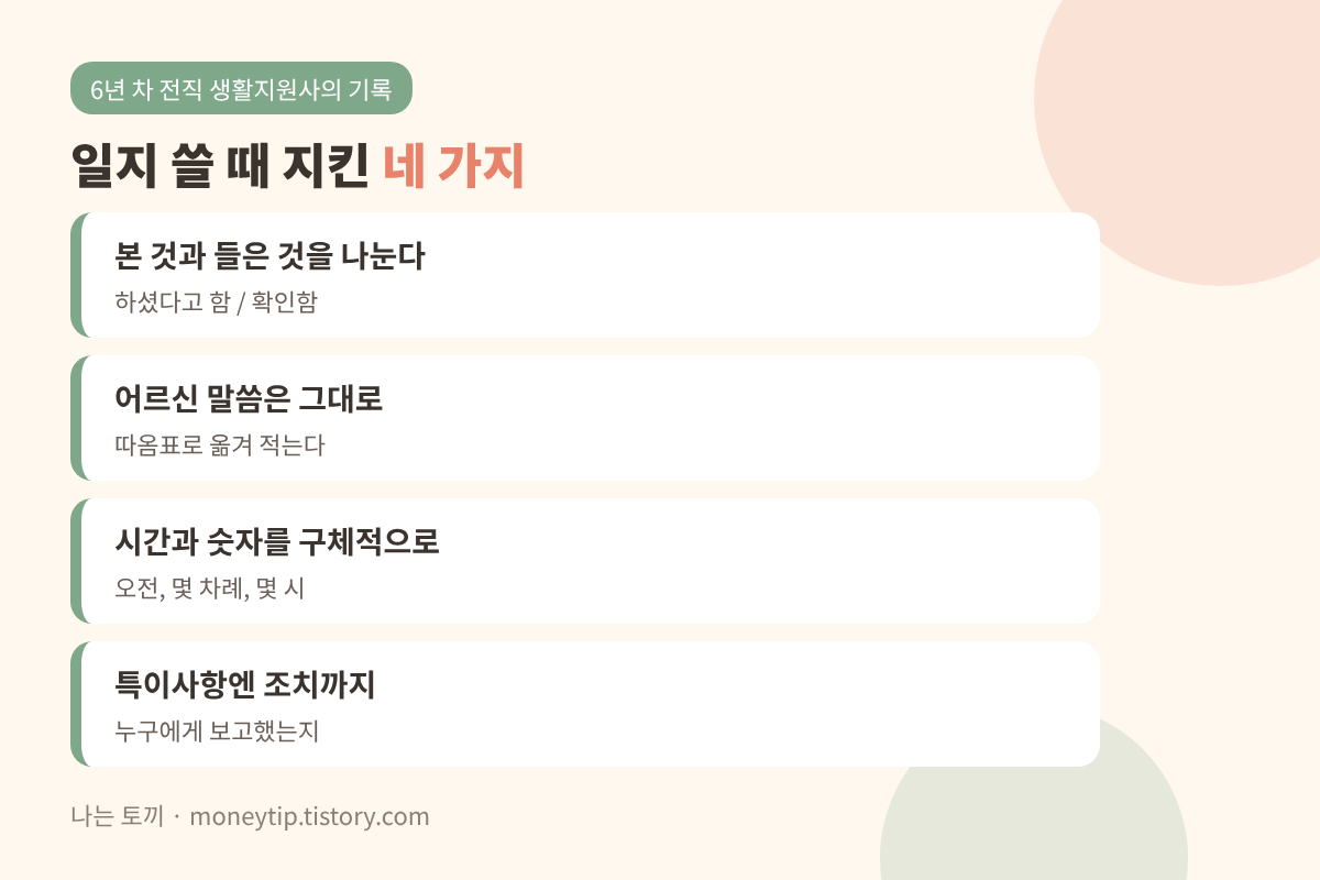 업무일지 쓸 때 반드시 작성한 사항