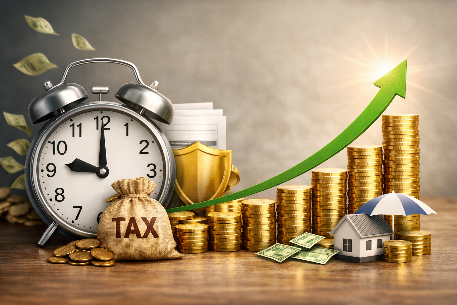 저축보험과 적금의 세금 구조 및 자산 증가 흐름을 함께 표현한 이미지