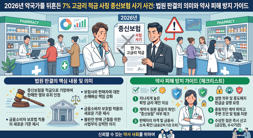 2026년 약국가를 뒤흔든 7% 고금리 적금 사칭 종신보험 사기 사건