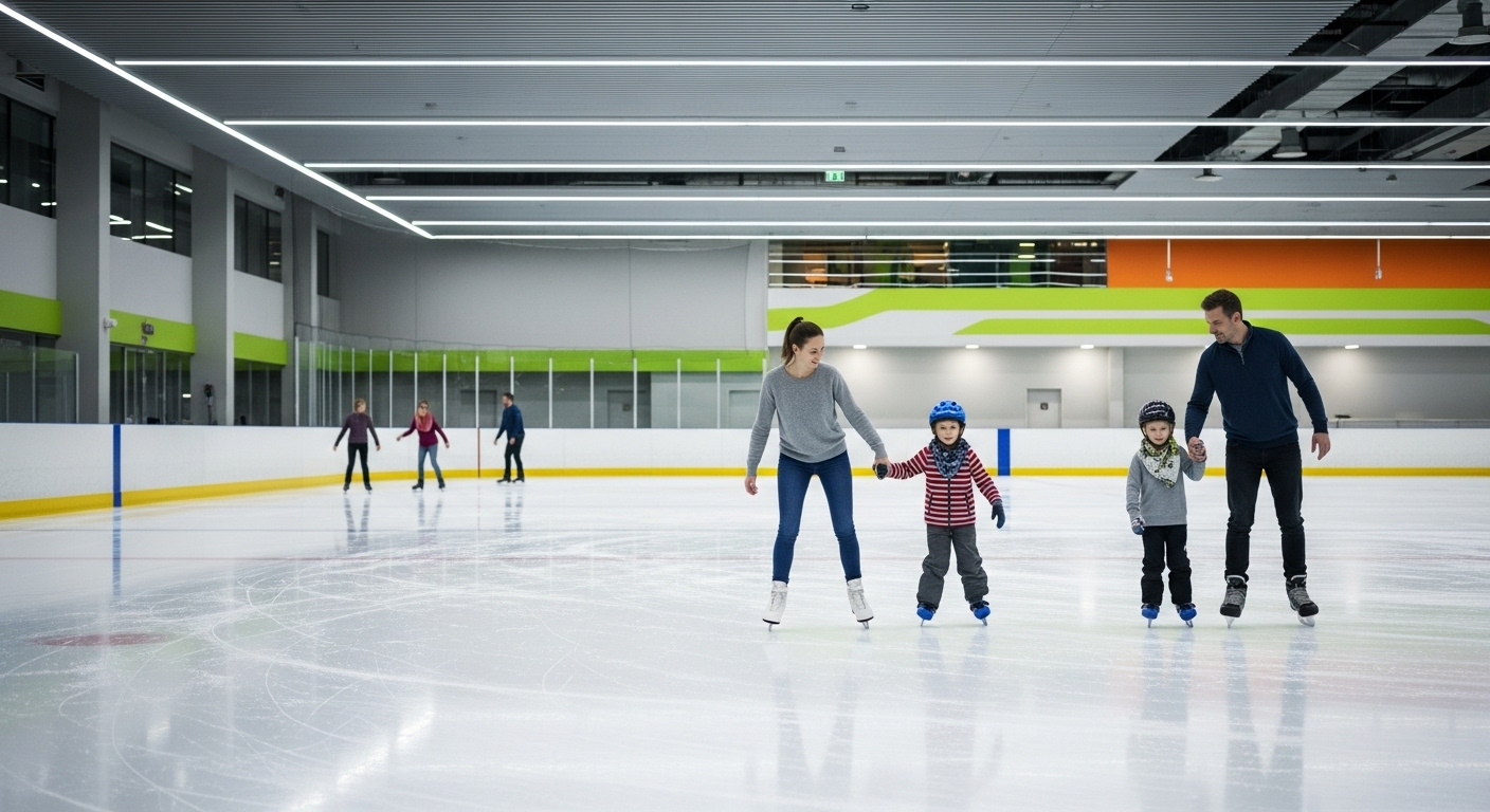 태릉 국제 스케이트장에서 스케이트를 타는 가족들의 모습