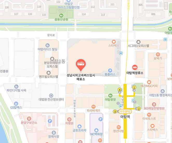 성남시외버스터미널 위치-지도