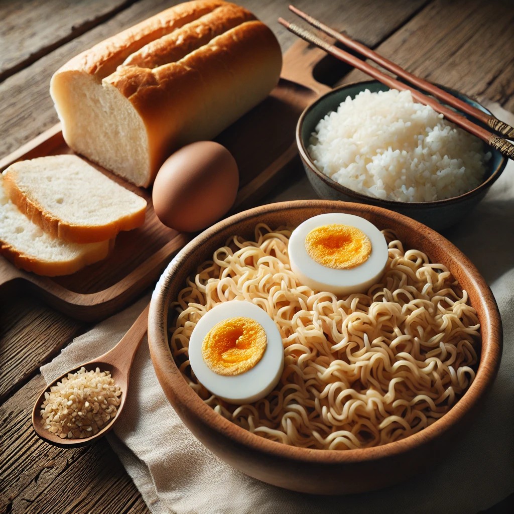 rice, bread, noodles
