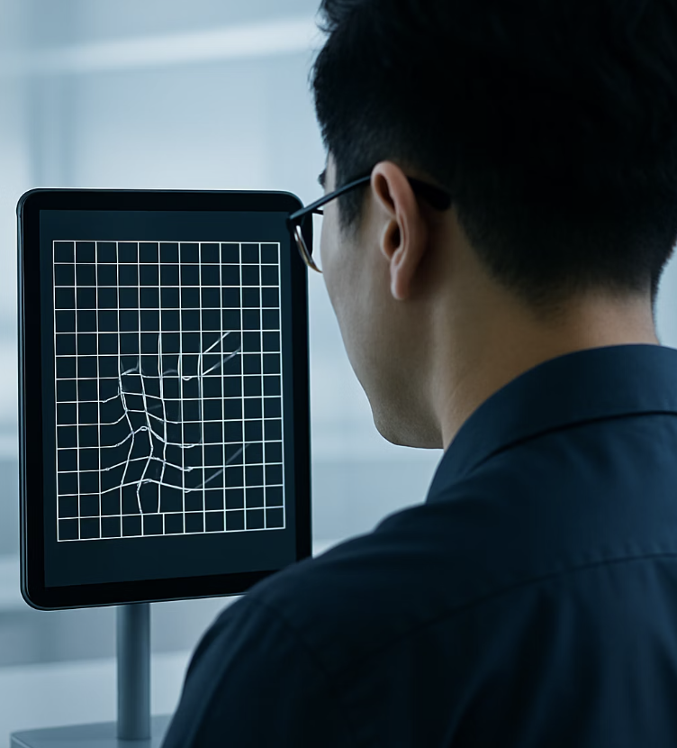 똑바른 선이 휘어져 보인다면