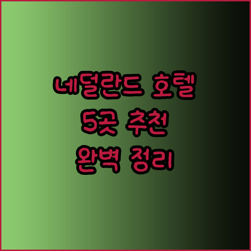 네덜란드 호텔 추천 5곳 완벽 정리.