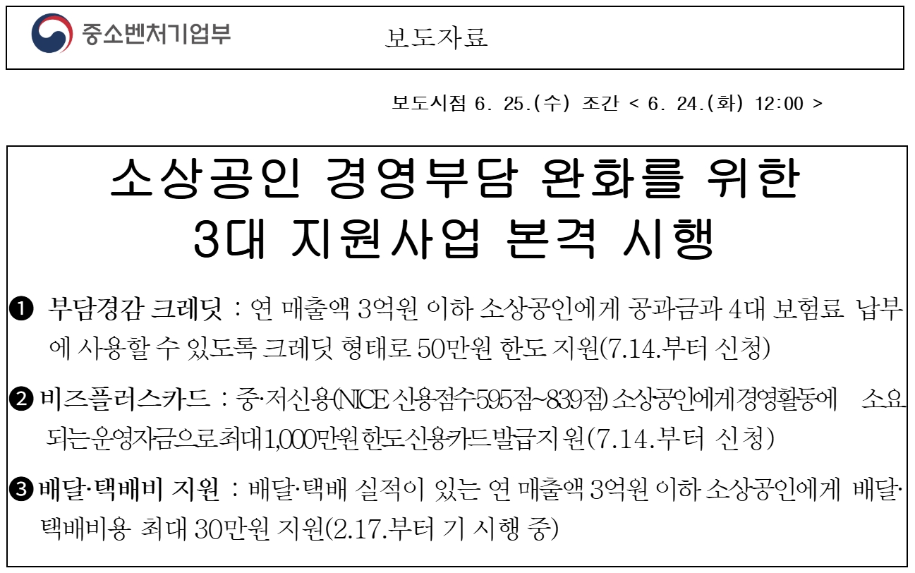 소상공인 3대 지원사업
