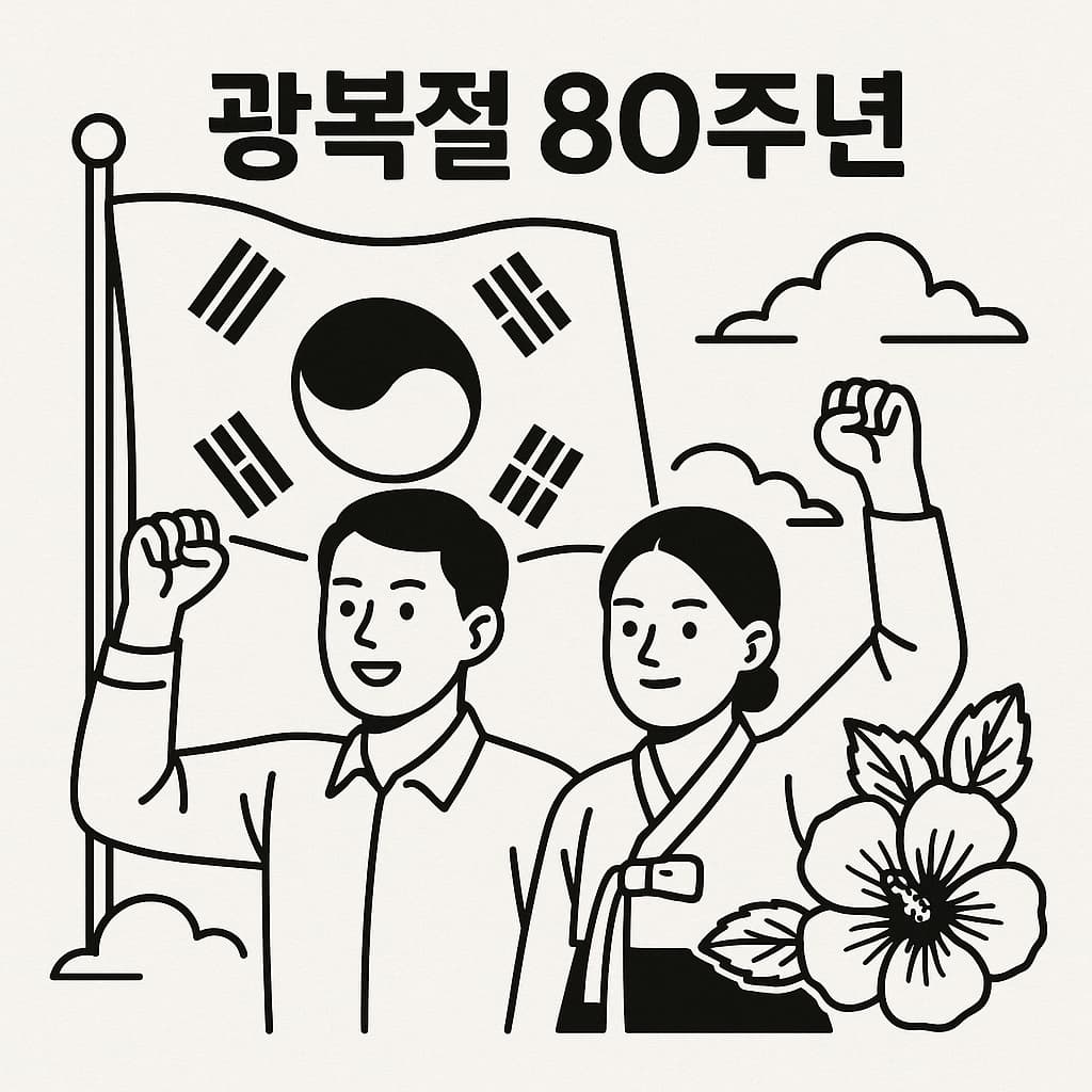 광복절 80주년 기념 태극기 일러스트