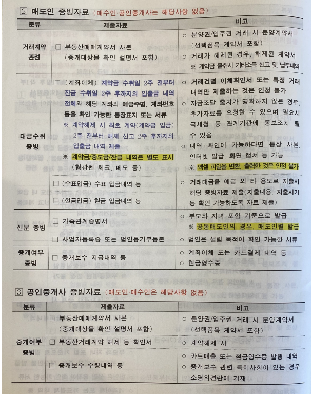 제출증빙자료- 매도인 증빙자료