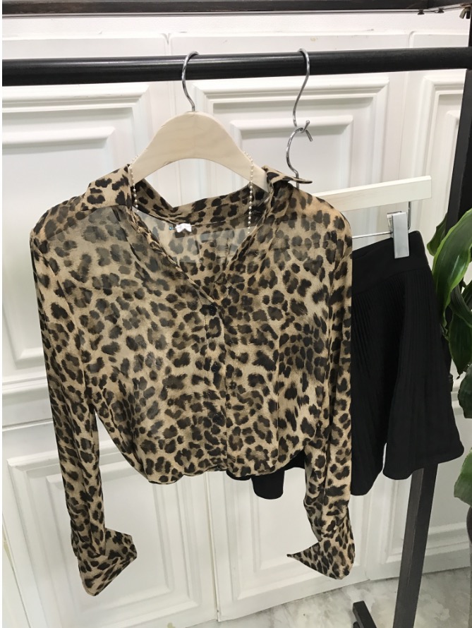 호피 시스루 블라우스