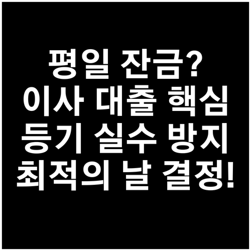 평일 잔금 필수 이사 대출 등기 오류..
