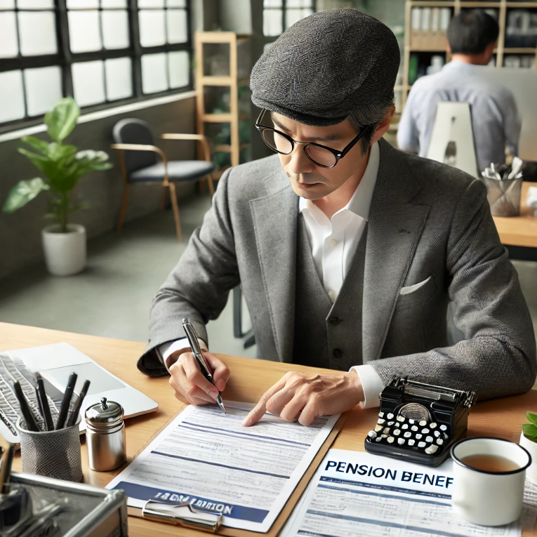 장애연금 신청서 작성중인 사람의 모습