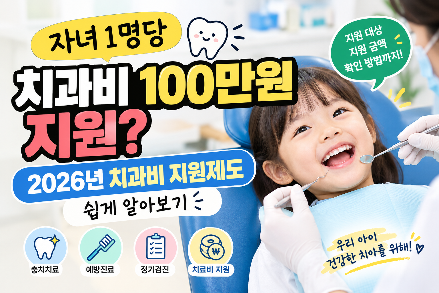 자녀 1명당 치과비 100만원 지원? 2026년 치과비 지원제도 쉽게 알아보기