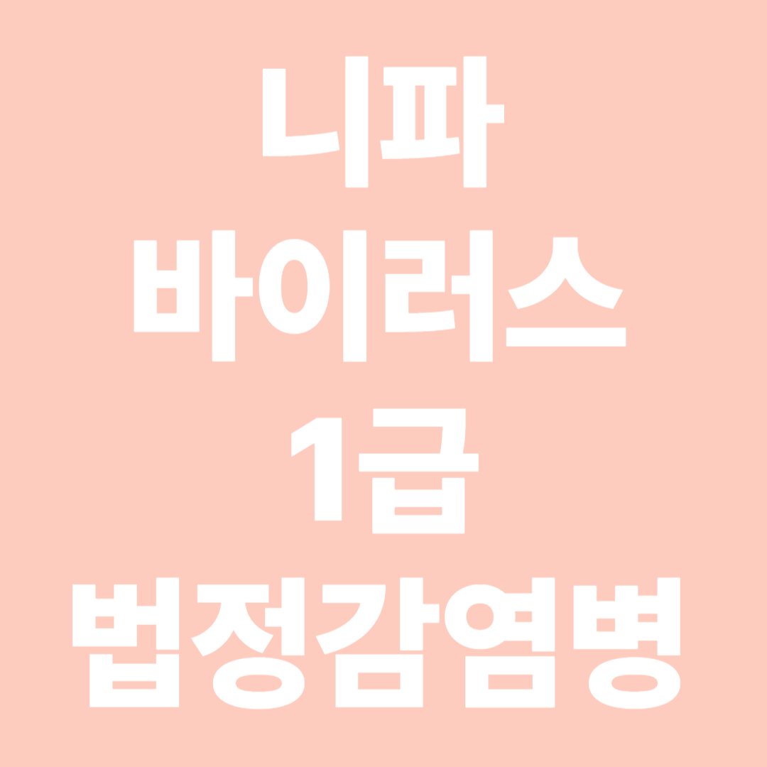 니파 바이러스 1급 법정 감염병