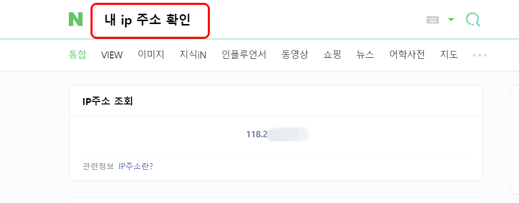 네이버에서 공인 IP 확인