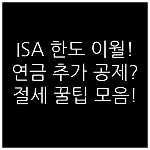 ISA 납입 한도 이월 활용법과 연금..