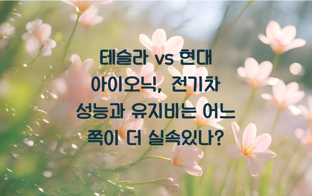 테슬라 vs 현대 아이오닉, 전기차 성능 & 유지비 비교