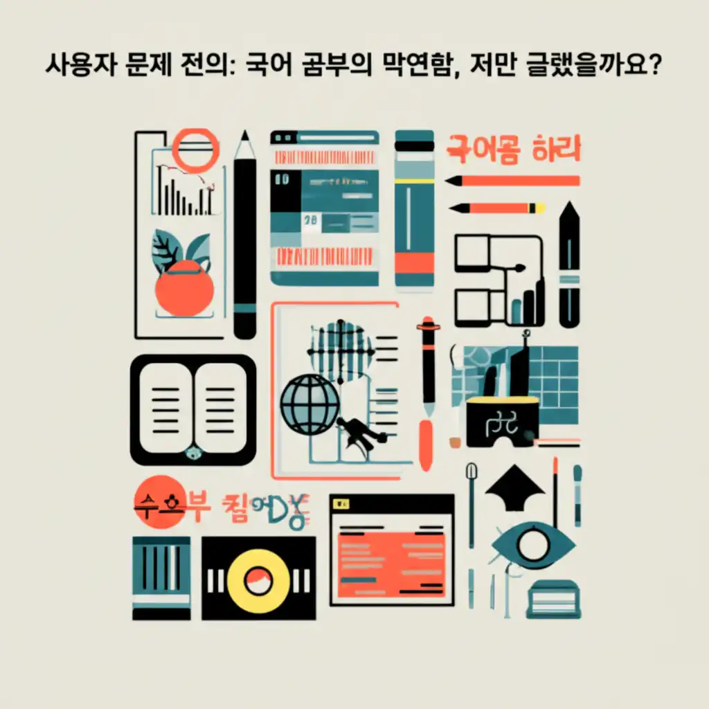 국어 공부의 막연함과 어려움을 표현하는 이미지