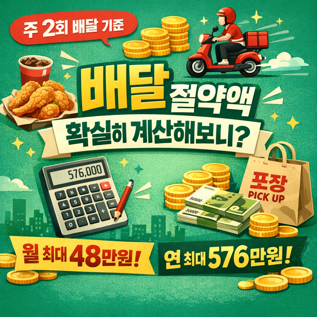 주 2회 배달 기준 절약액 계산 콘텐츠로 강력 절약법