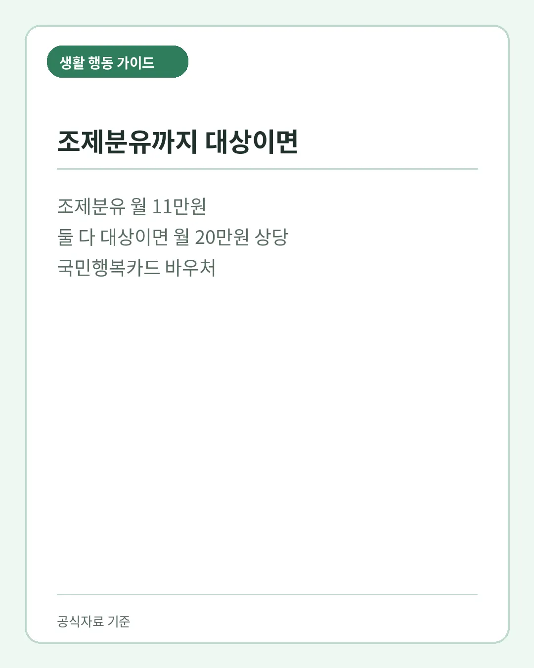 조제분유 월 지원액과 국민행복카드 바우처 방식