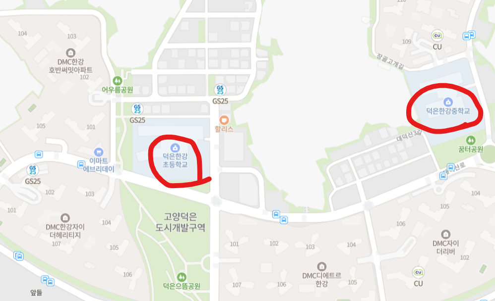초등학교 및 중학교 위치