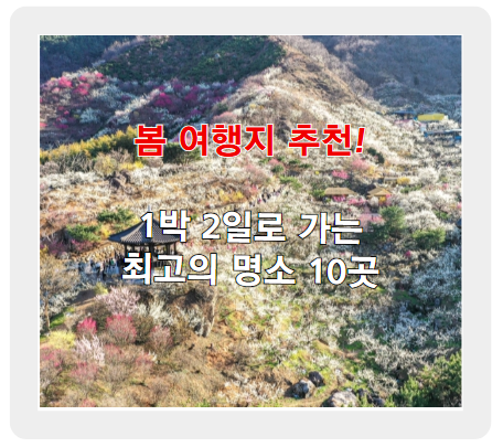 봄 여행지 추천! 1박 2일로 가는 최고의 명소 10곳