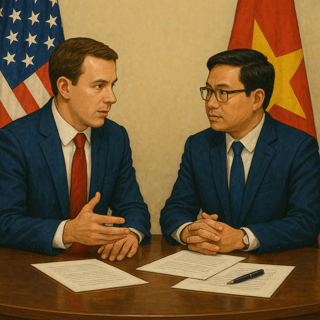 미국 베트남 무역합의 타결 모습을 나타낸 그림